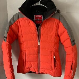 Rossignol Women's Orange and Gray Ski Jacket Raptide JKT XS hooded garance